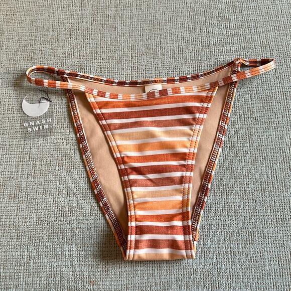 NWT Gnash Swim x Free People retro striped tri string bikini bottom - Picture 3 of 9